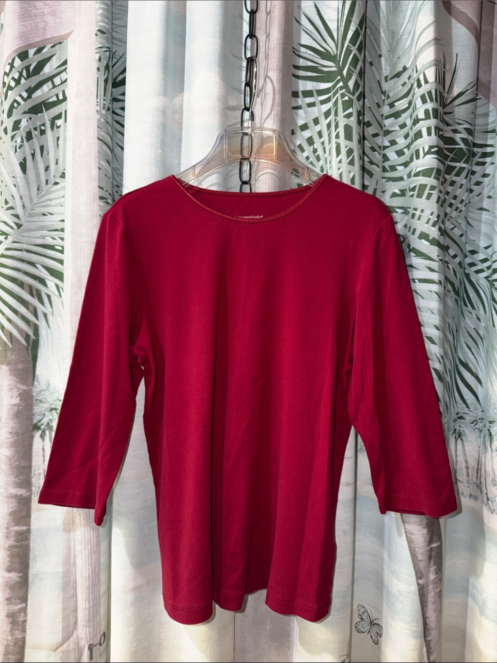 Christopher & Banks Garnet Red Scoop Neck 3/4 Sleeve Tee